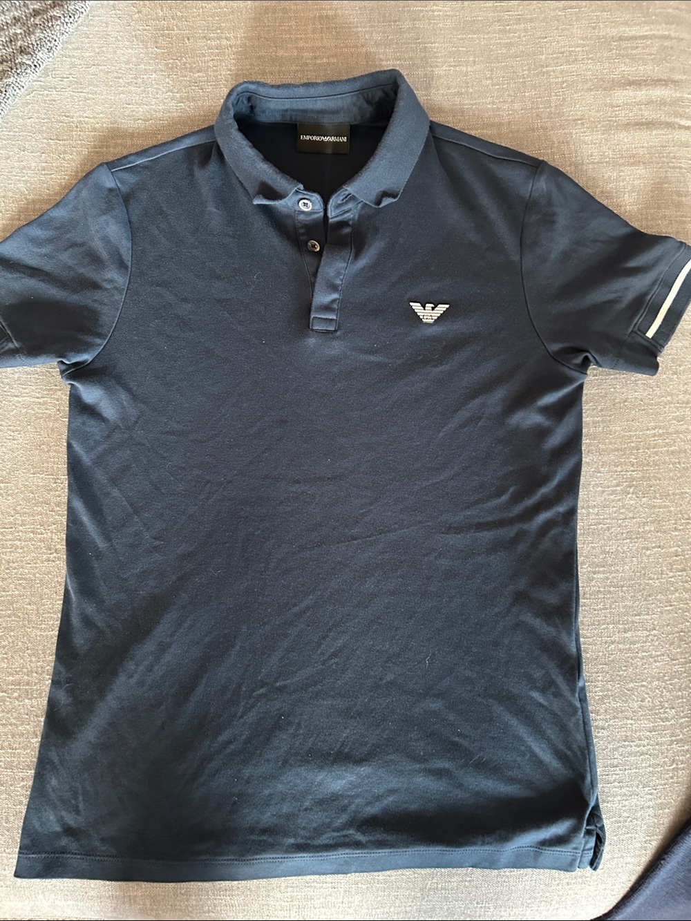 Emporio Armani Navy Polo with White Logo